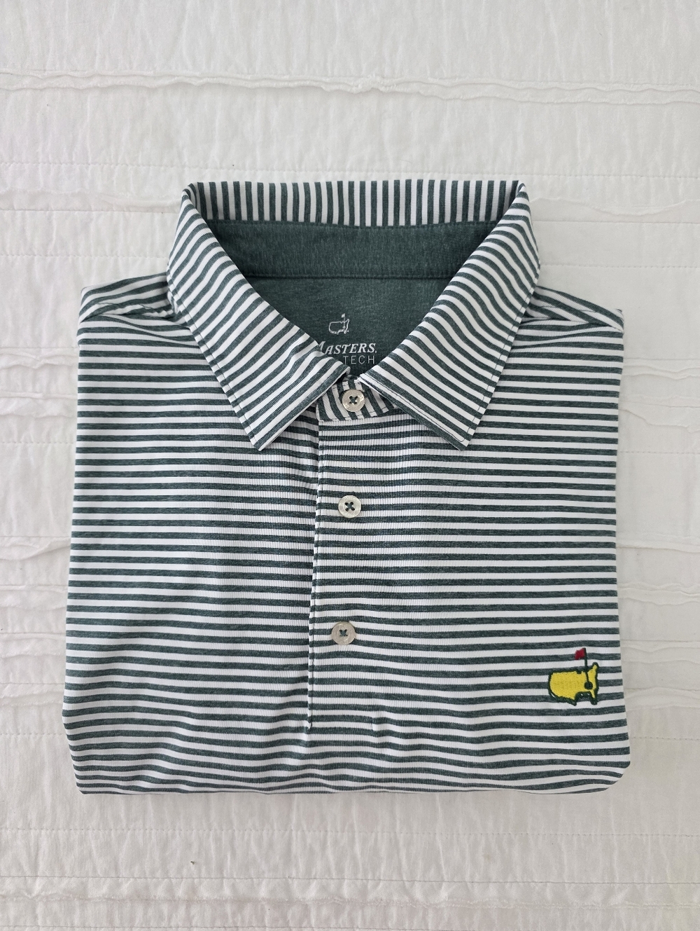 Masters Tech Striped Golf Polo with Yellow Logo Mens Large